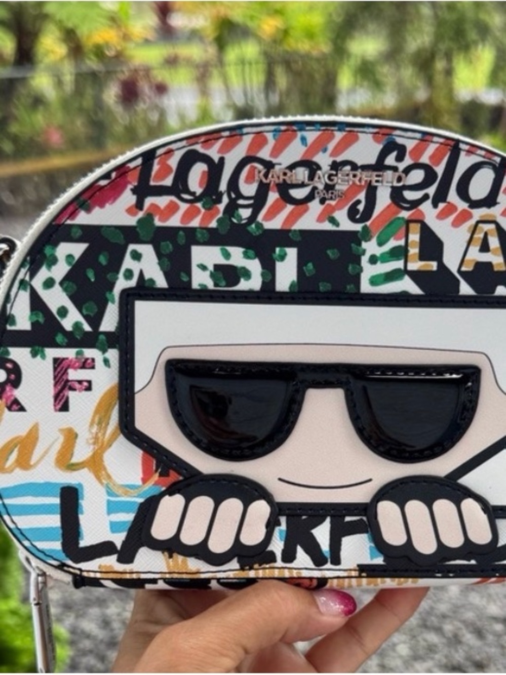Karl Lagerfeld Kids White Multicolor Cartoon Sunglasses Crossbody Bag